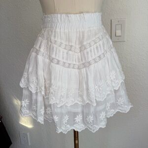 Rare LoveShackFancy White Floral mini skirt